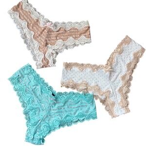 NWT Victorias Secret Sexy Little Things Panty Bundle 3pk Lace Cheeky Large 2011